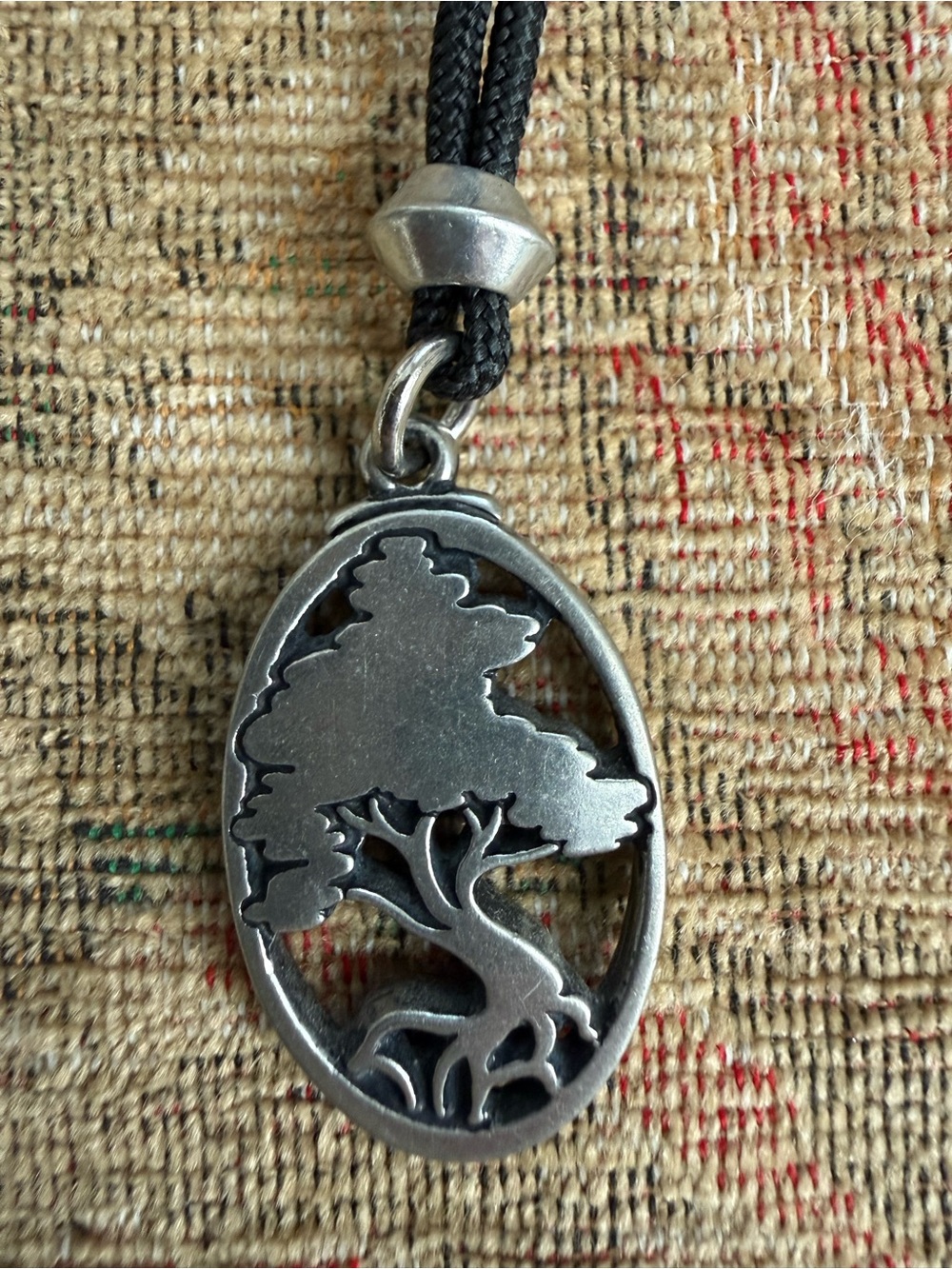 Silver Tree of Life Pendant Necklace - Black Cord from Witch’s Estate Sale
